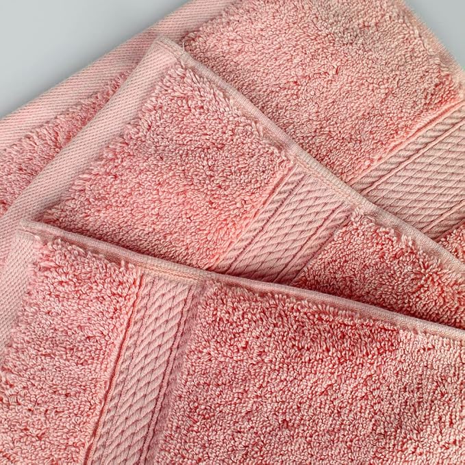Superior Egyptian Cotton Plush & Absorbent, Face Towel Set of 6, Tea Rose | - Image 5