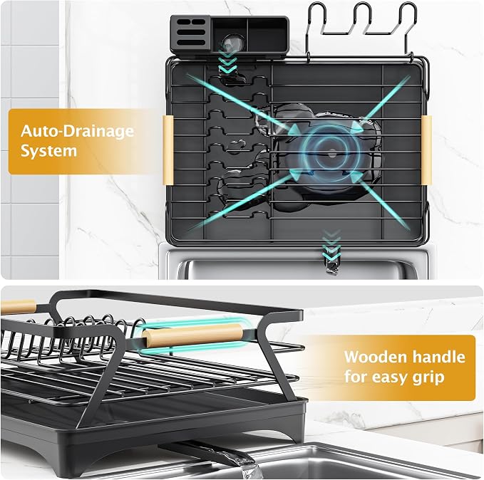 Epicano Dish Drying Rack for Kitchen Counter, Large Capacity | Raised Feet - Image 4