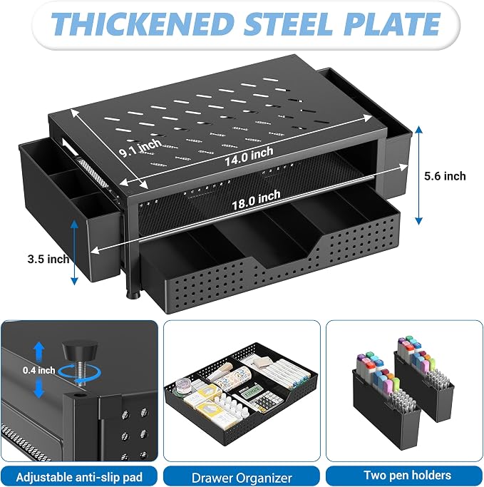 Desk Organizer and Accessories, 2-Tier Computer Monitor Stand Riser - Image 7