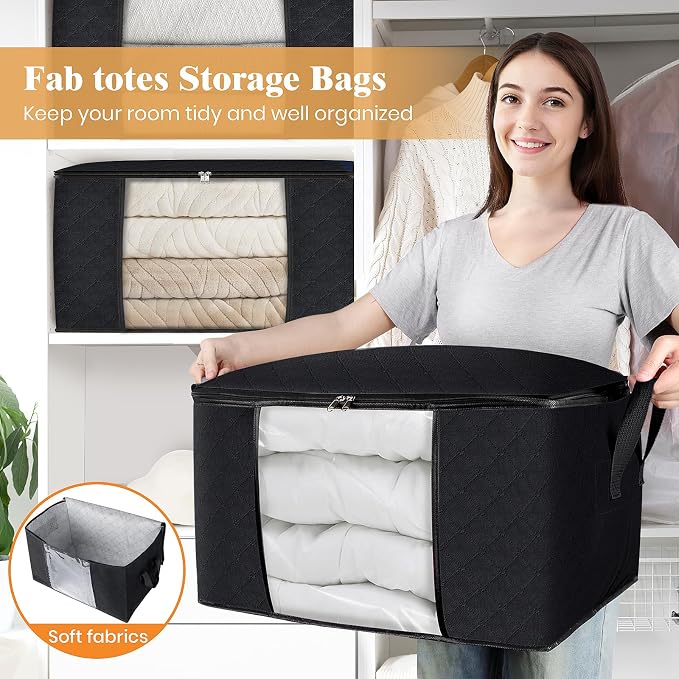 6 Pack Storage Bags for Clothes Blanket Storage Bins - Image 5