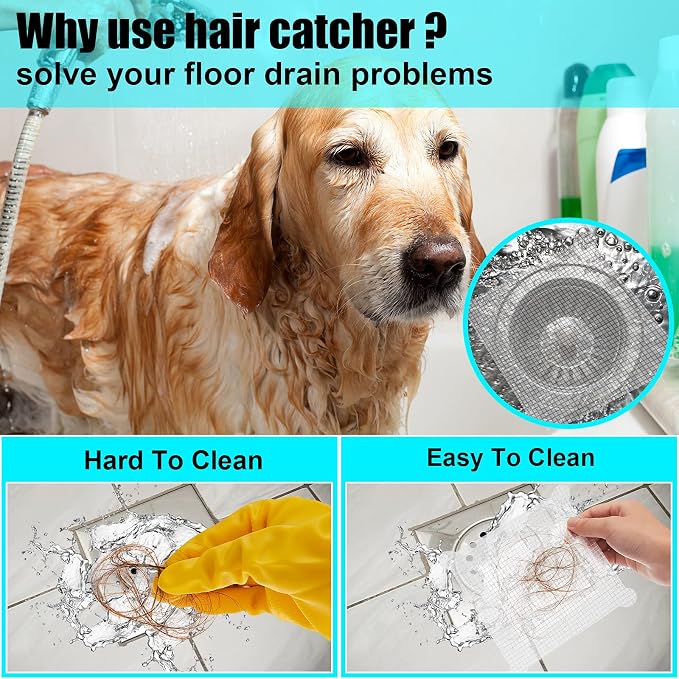 Chengu 50 Pcs 5.7 Inch Disposable Hair Catcher Shower Drain Stickers Square - Image 6