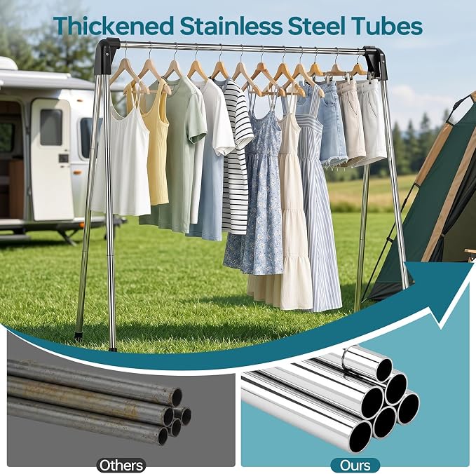 TOOLF 55 Inch Stainless Steel Collapsible Clothes Drying Rack | Drying Rack - Image 7