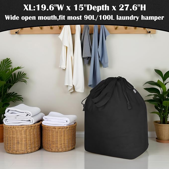 Canvas Laundry Bags with Handles & Rectangular Base - Image 6