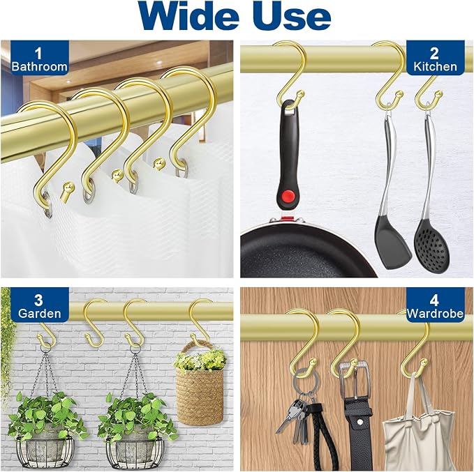 TOPROD S Shaped Shower Curtain Hooks Rings Shower Curtain Hangers S Hooks - Image 7