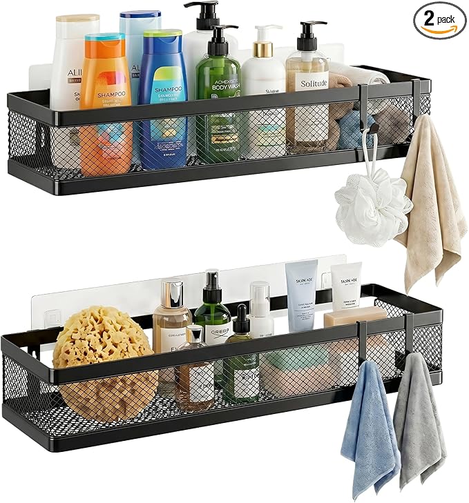 PUSDON 16.5-Inch Extra Long Slim Mesh Shower Caddy, Wall Mounted Bathroom by PUSDON