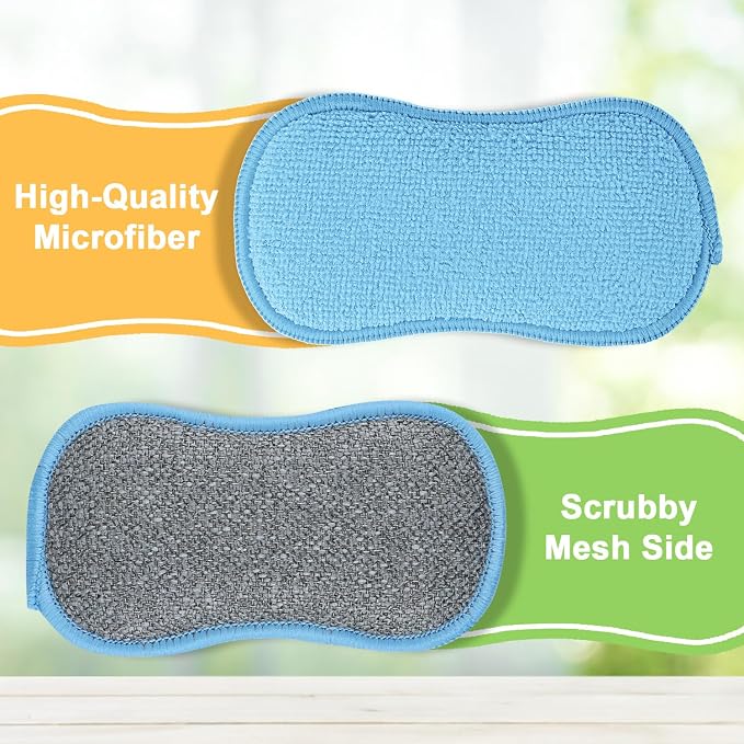 GLIMGLINT 12 Pack Dish Sponges Kitchen, Non-Scratch Microfiber Sponges | - Image 2