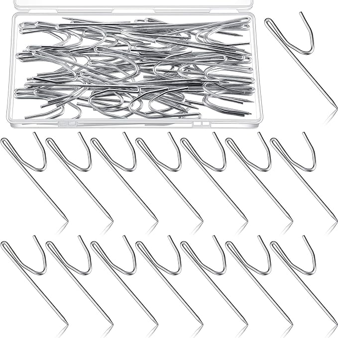 Jetec 80 Pieces Large Metal Drapery Pins Curtain Hooks Bulk, 2.8 x 0.7 Inch | by Jetec