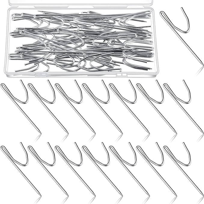 Jetec 50 Pieces Large Metal Drapery Pins Curtain Hooks Bulk, 2.8 x 0.7 Inch | by Jetec