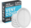 Repa Market 6 Inch (Opening) White Round Air Vent Cover - Pack of 5 Plastic Fresh Air Intake Vent - AC Cover with Nylon Mesh Screen - Wall, Ceiling HVAC Return Air Register - Modern Soffit Vents