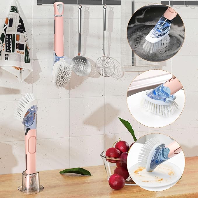 RIMAY Soap Dispensing Dish Brush Dish Scrubber - Image 7