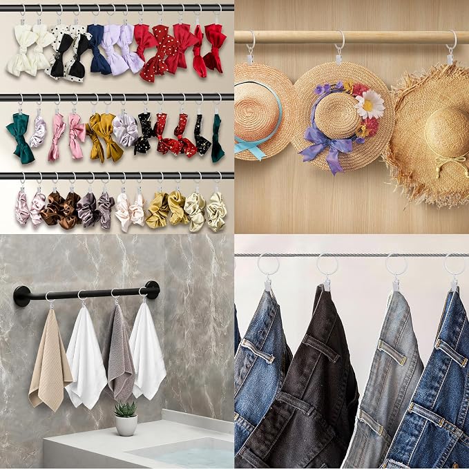 Curtain Rings with Clips, 42 Pack Metal Drapery Rings with Clips Hooks Hangers - Image 9
