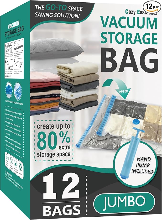 Cozy Essential Vacuum Storage Bags, 80% Compression Vacuum Seal Space Saver by CozyEssential