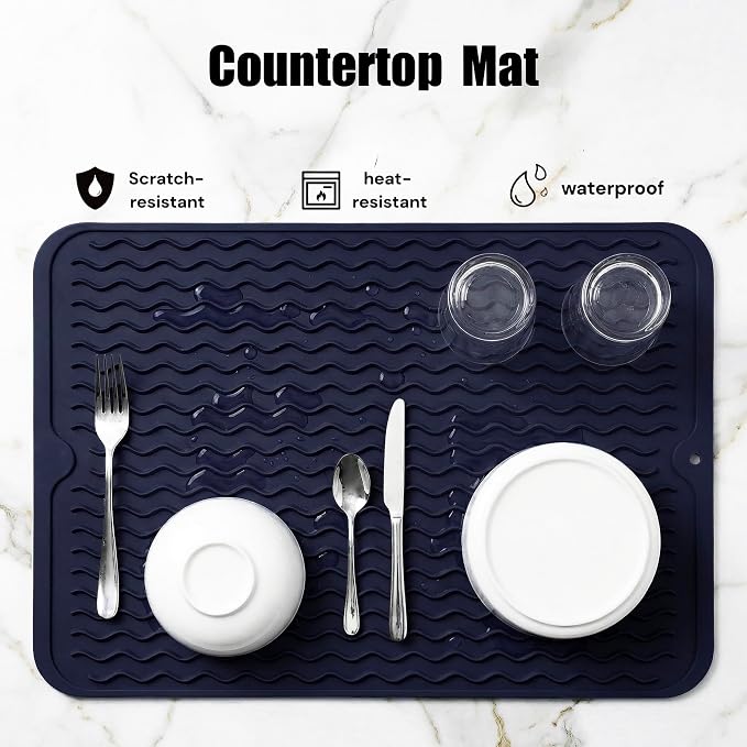 MicoYang Silicone Dish Drying Mat — Quick-Dry Ridges Counter & Sink Pad - Image 3