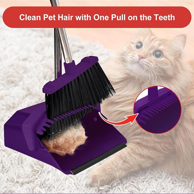 Broom and Dustpan Set for Home, ZeroGap Lip, Upright Storage Broom Combo for - Image 4