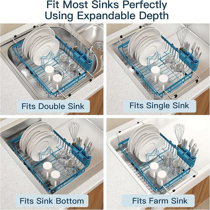Blue Dish Drying Rack Over The Sink - Image 5
