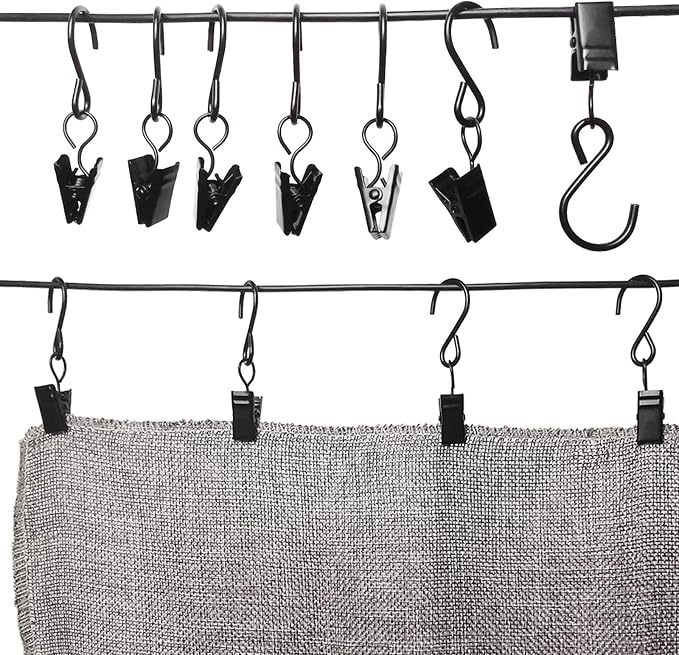 Stainless Steel S Hooks Curtain Clips, 50 Pack Hanging Party Lights Clips - Image 5