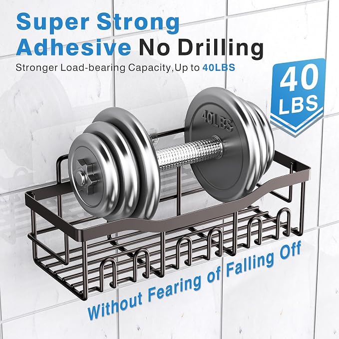 5-Pack Shower Caddy, No Drill Adhesive Shower Organizer, Rustproof Stainless - Image 4