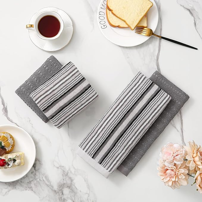 Kitchen Dish Towels for Drying Dishes, Large Cotton Kitchen Towels, Stripped - Image 6