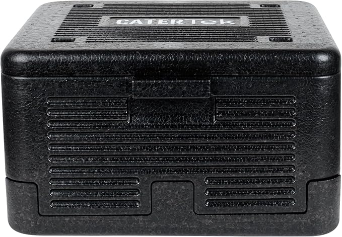 Restaurantware-Cater Tek 14 Quart Catering Hot Box, 1 Top Load Insulated Food Pan Carrier - Holds 1 Full Size 8” Deep Pan, Collapsible, Black EPP Plastic Food Box With Handles, Portable, For Buffet