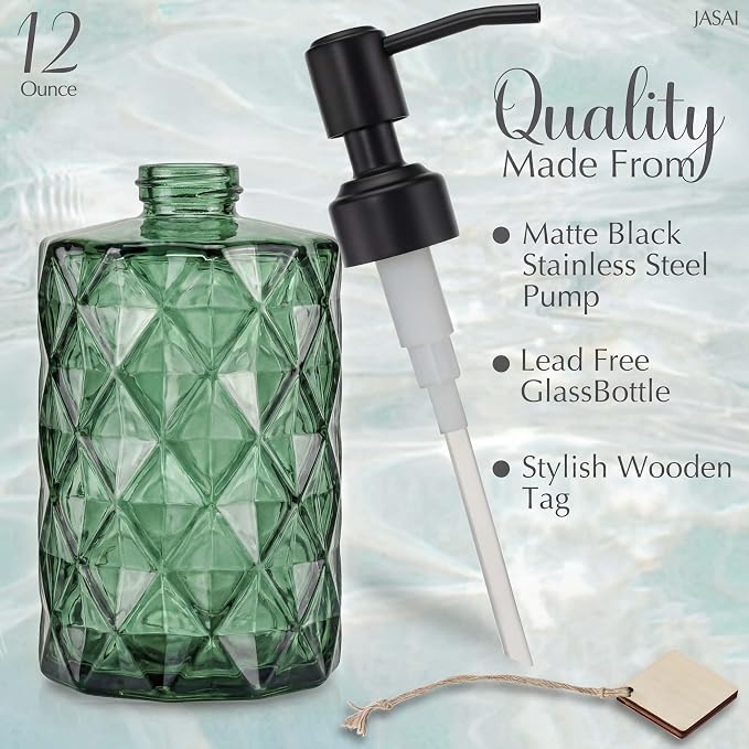 JASAI Forest Green Glass Soap Dispenser - Image 2
