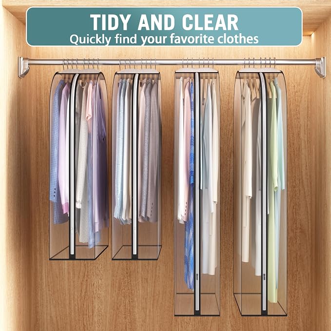 Liuoud Clear Garment Bags for Hanging Clothes 10” Gusseted, 4 Pack, 40”&50” | - Image 6