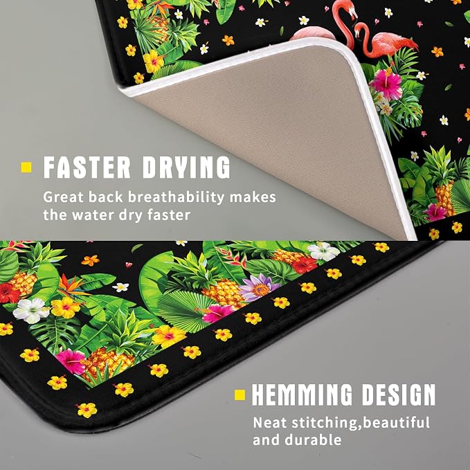 Giwawa Tropical Flamingo Dish Drying Mat Palm Leaves Absorbent Dishes Drainer - Image 3