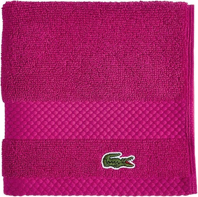 Lacoste Heritage 100% Supima Cotton Wash Cloth 13" x 13", Magenta | Highly by Unknown
