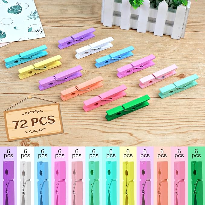 72 Pcs Wooden Clothes Pins, 2.9 Inch Clothes Pins - Image 5