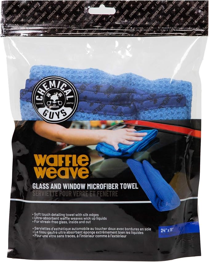 Chemical Guys Waffle Weave Glass Cloth Microfiber Towel, 24 x 16 - Image 2