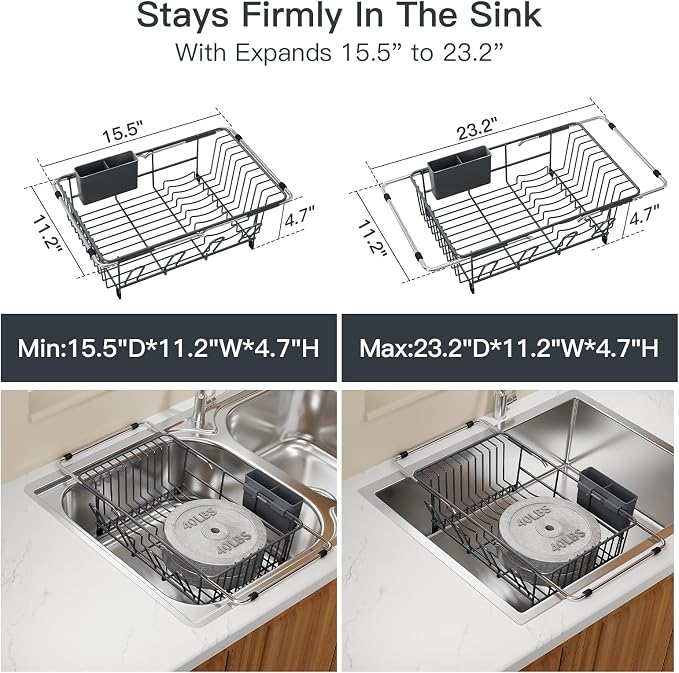 Grey Dish Drying Rack Over The Sink - Image 3