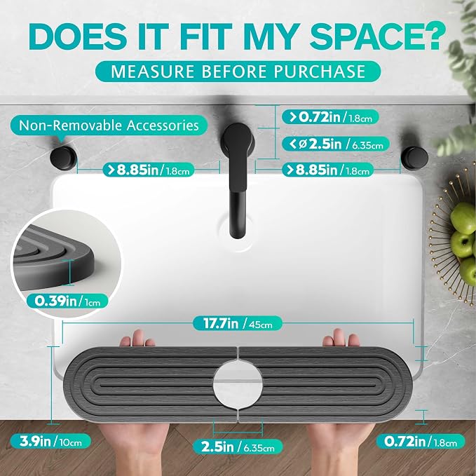 Stone Faucet Mat for Kitchen Sink – Diatomite Fast-Drying Stone Tray, Faucet - Image 2