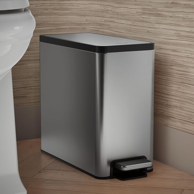 Kohler K-20957-ST 2.5 Gallon Slim Step Trash Can, Stainless Steel - Image 2