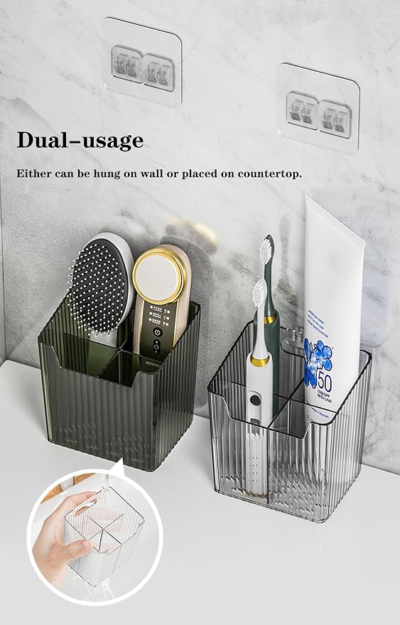 Lae Nuvole 2Pcs Storage Organizer Bins, Wall Mount Toothbrush Holder - Image 3