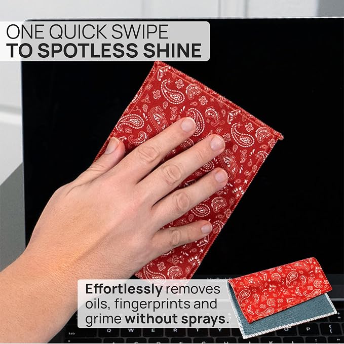 Microfiber Wholesale Quick Cloth Glasses Cleaning Cloths 5x7 Paisley Red | - Image 2