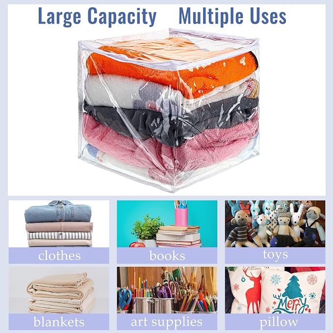 Shappy 6 Packs Clear Plastic Storage Bags - Image 6