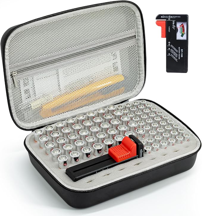 Battery Organizer Storage Case by PORTABLESTORAGECASE