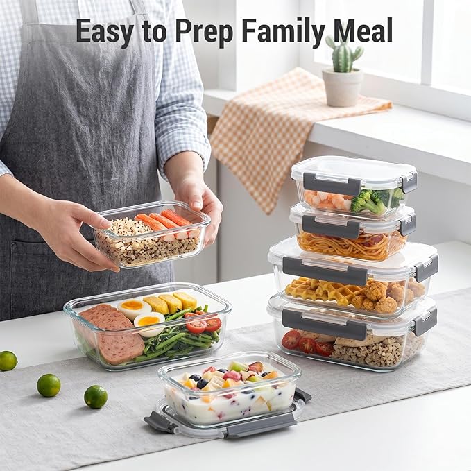Dealusy 10 Sets 36 oz & 12 oz Glass Food Storage Containers - Image 6