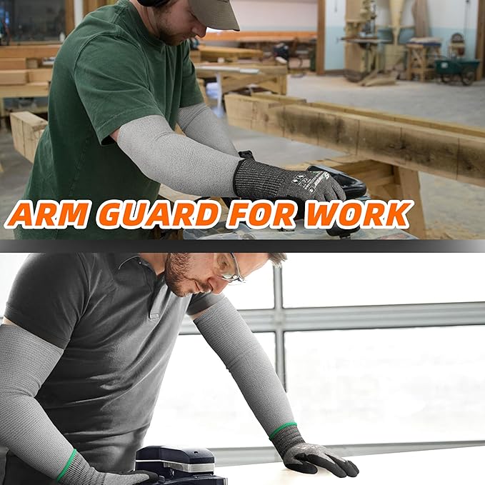 Schwer 2 Pairs 15.4in Thermal Arm Warmers Knitted with Down Yarn, S920 Soft and Skin-Friendly Arm Sleeves for Men & Women, Can Be Used As Inner Liner For Cut-Resistant Arm Guards, Grey