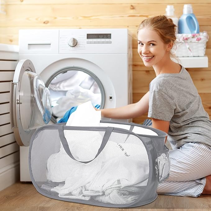 4 Pack Foldable Laundry Basket Hamper, Collapsible Laundry Baskets - Image 2