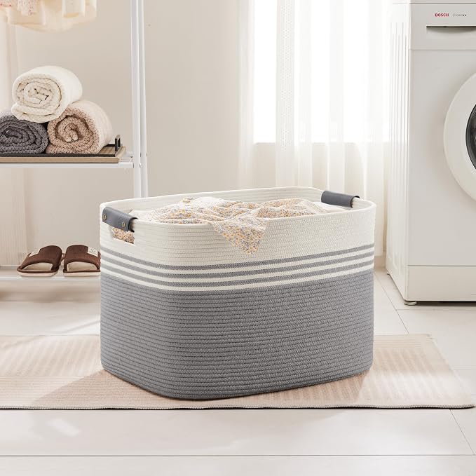 100L Large Woven Laundry Basket Hamper - Image 3