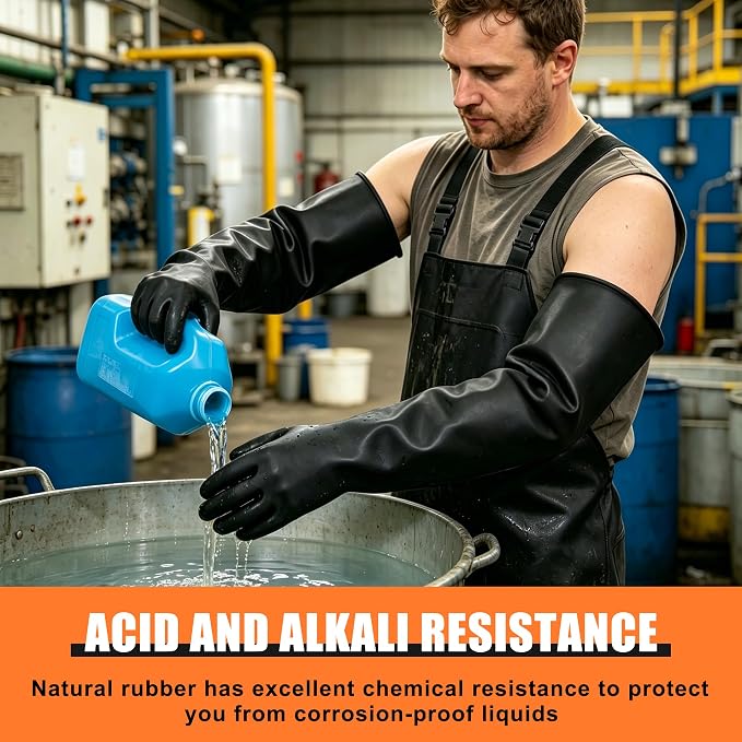 24" Chemical Resistant Glove, Reusable Heavy Duty Long Rubber Gloves | Long - Image 5