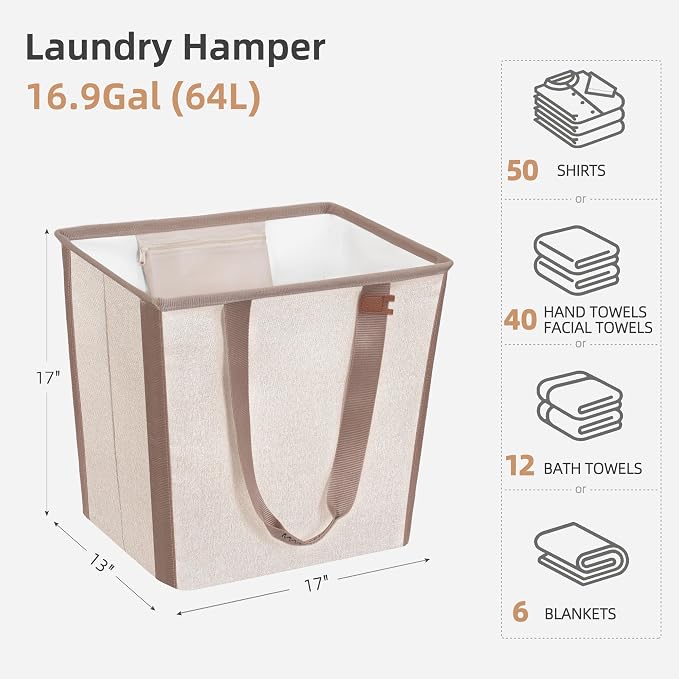 STORAGE MANIAC Collapsible Laundry Basket, 16.9 Gal. Large Pop-up Laundry Hamper - Image 5