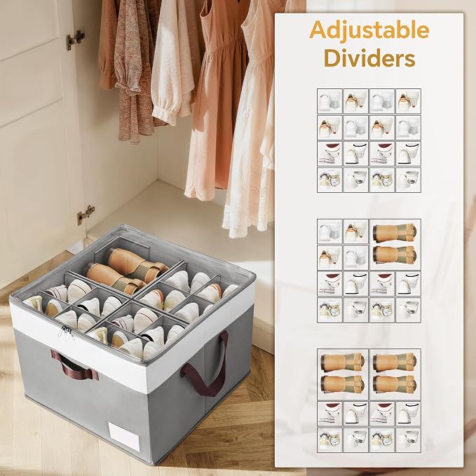 Criusia Shoe Organizer for Closet, 2 Pack Foldable Shoe Storage Organizer Box - Image 4