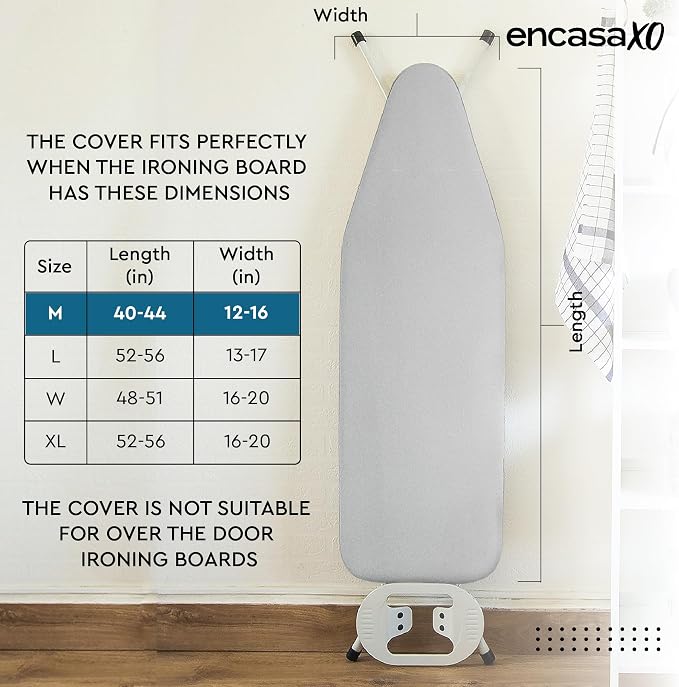Encasa XO Ironing Board Cover and Pad, Heat Proof 42"x14" - Image 2