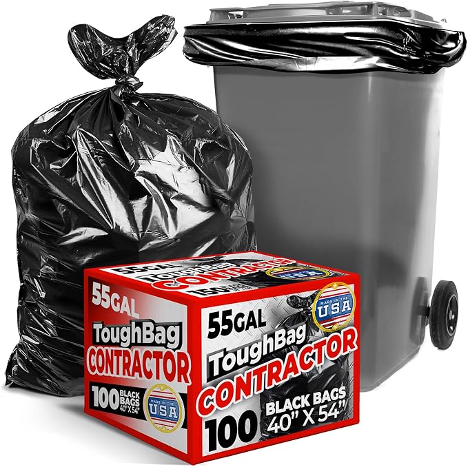 ToughBag 55-60 Gallon Trash Bags – 40’ x 54’ Extra Large Garbage Bags Medium by ToughBag