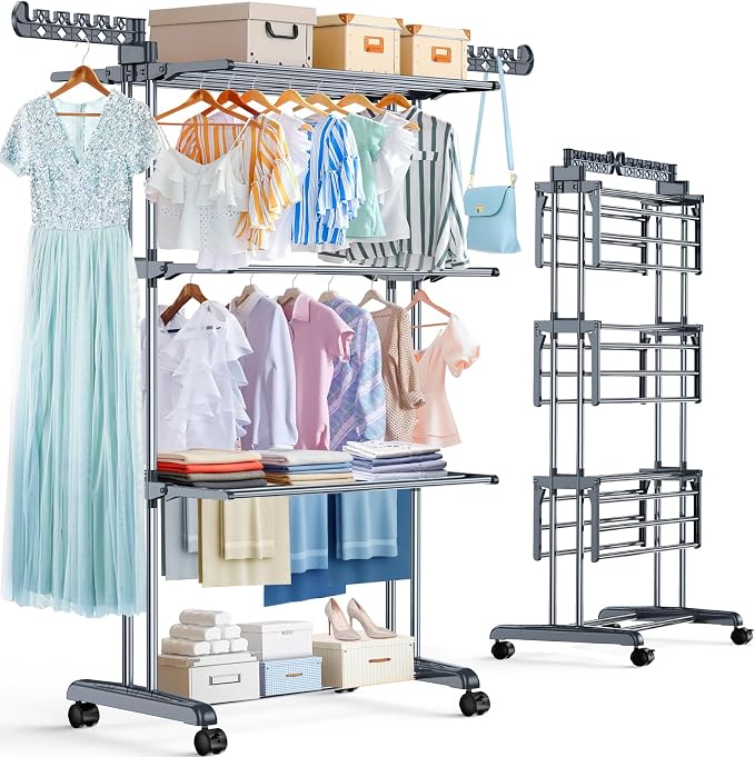 Upgraded 4-Tier Clothes Drying Rack, Drying Rack Clothing by Unknown