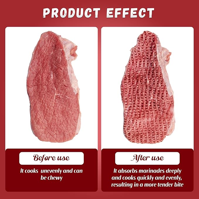 Meat Tenderizer Attachment for KitchenAid Stand Mixer, 2-in-1 Kit with 48 Blades & Handheld Tool, Professional Meat Cuber & Mallet for Steak, Beef, Chicken, Easy to Use & Clean, Dishwasher Safe