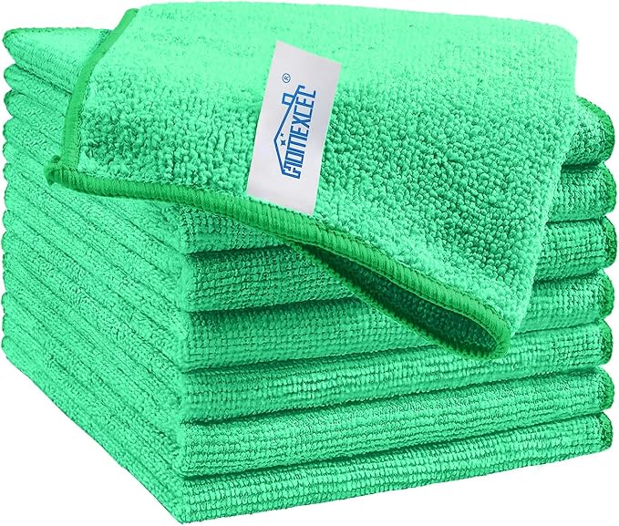 HOMEXCEL 8PK Microfiber Cleaning Cloth, Cleaning Rags by HOMEXCEL