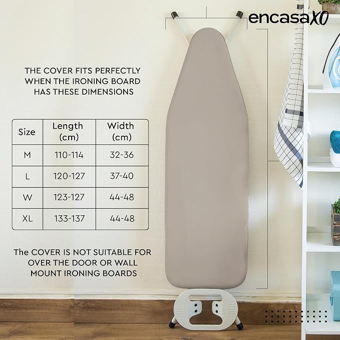 Encasa XO Ironing Board Cover and Pad, Medium 42"x14" - Image 7
