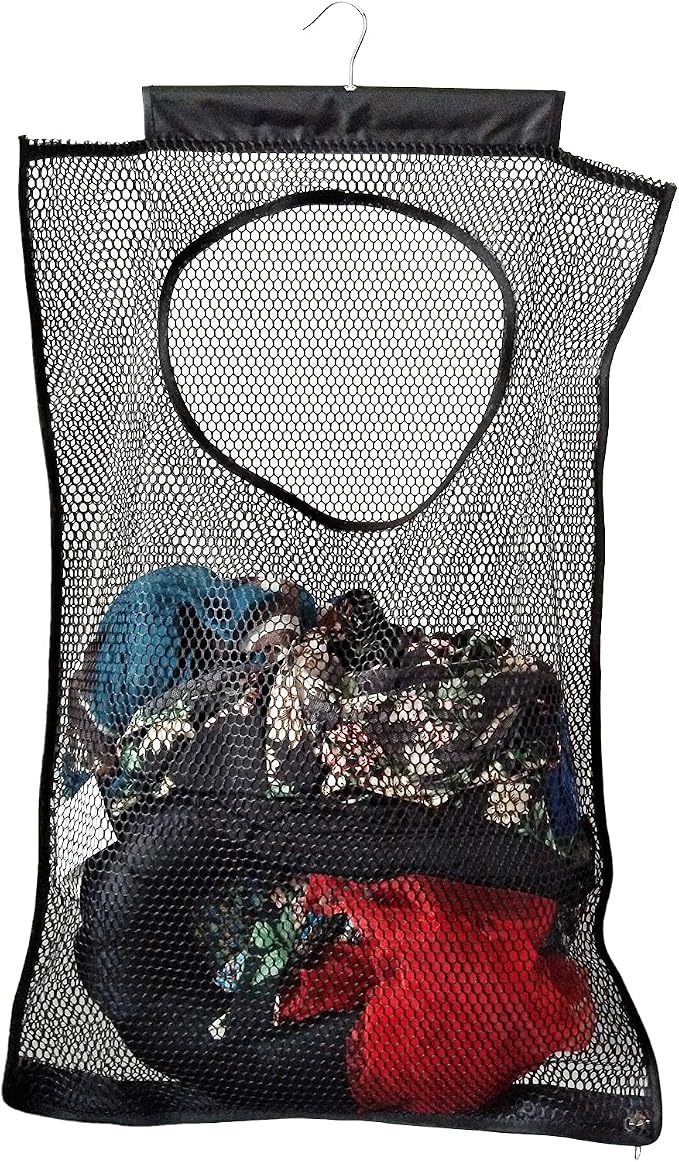 Hanging Mesh Laundry Hamper Large Dirty Clothes Bag, Can Be Used Behind The by SaveSpaceInEveryCorner